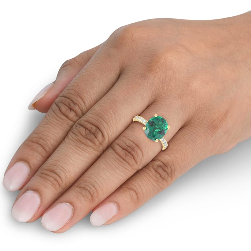 Emerald & Diamond 3/8 ct Ring Yellow Gold