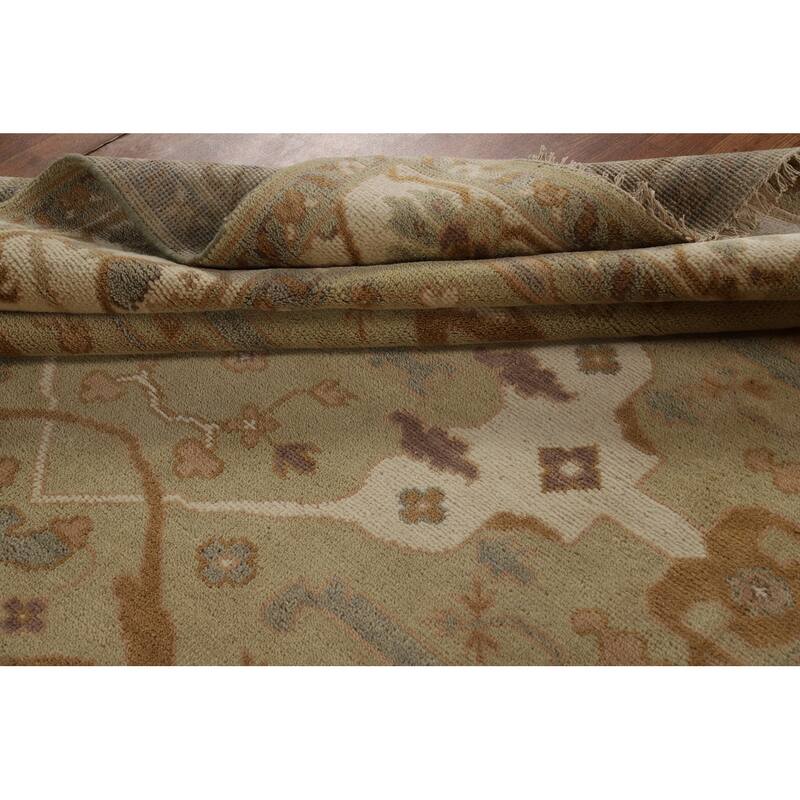 Light Green Oushak Indian Rug Hand-Knotted Wool Carpet - 7'9"x 9'8"