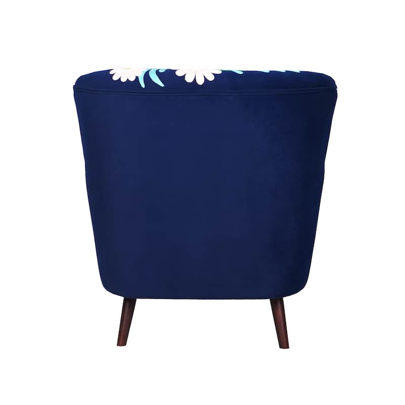 Nico Floral Embroidered Velvet Upholstered Accent Chair by Sevita
