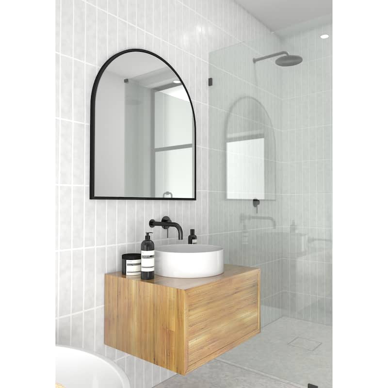Glass Warehouse Arched Stainless Steel Framed Wall Mirror