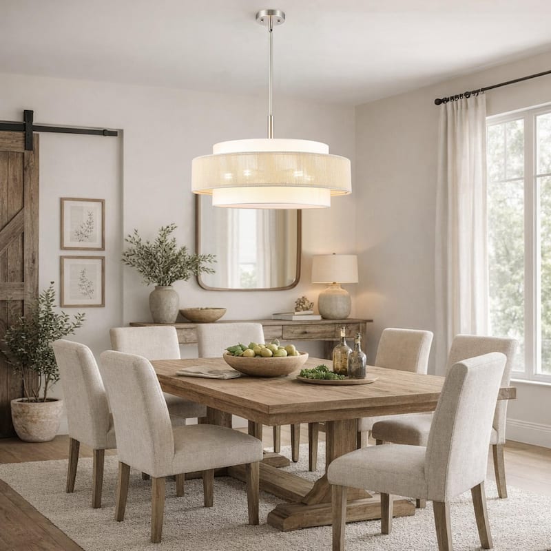 GetLedel 5-Light Double Shaded Drum Chandelier