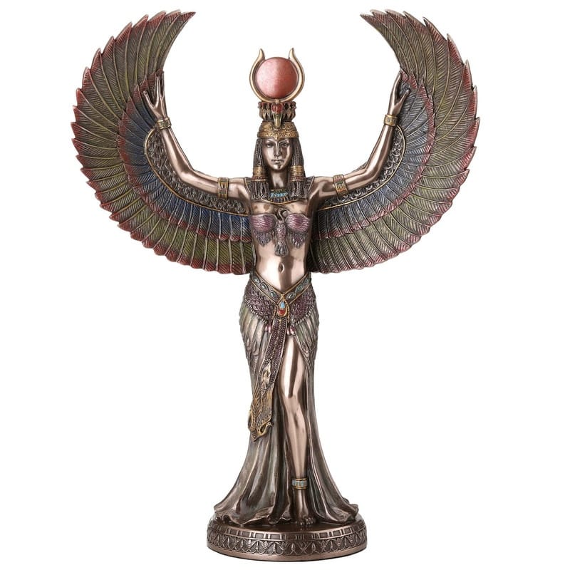 13.39 inches Height Cold Cast Bronze Isis the Egyptian Goddess of Magic and Wisdom Bronze Finish Figurine