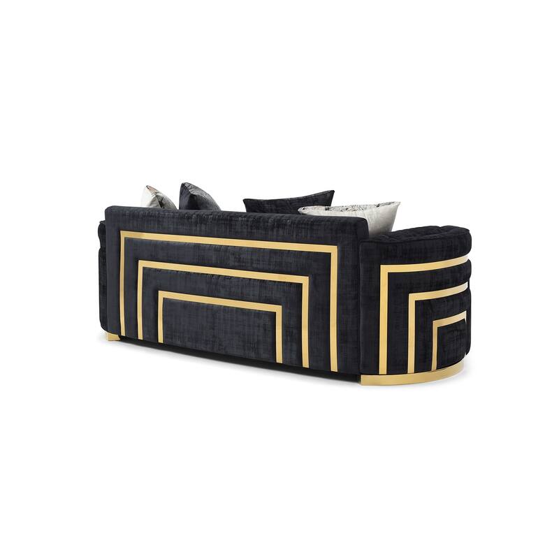 Soledad 91 in. Pillow Top Arm Polyester Straight Sofa in Black