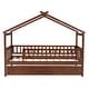 preview thumbnail 12 of 24, Twin Size Wooden House Bed with Twin Size Trundle and Headboards