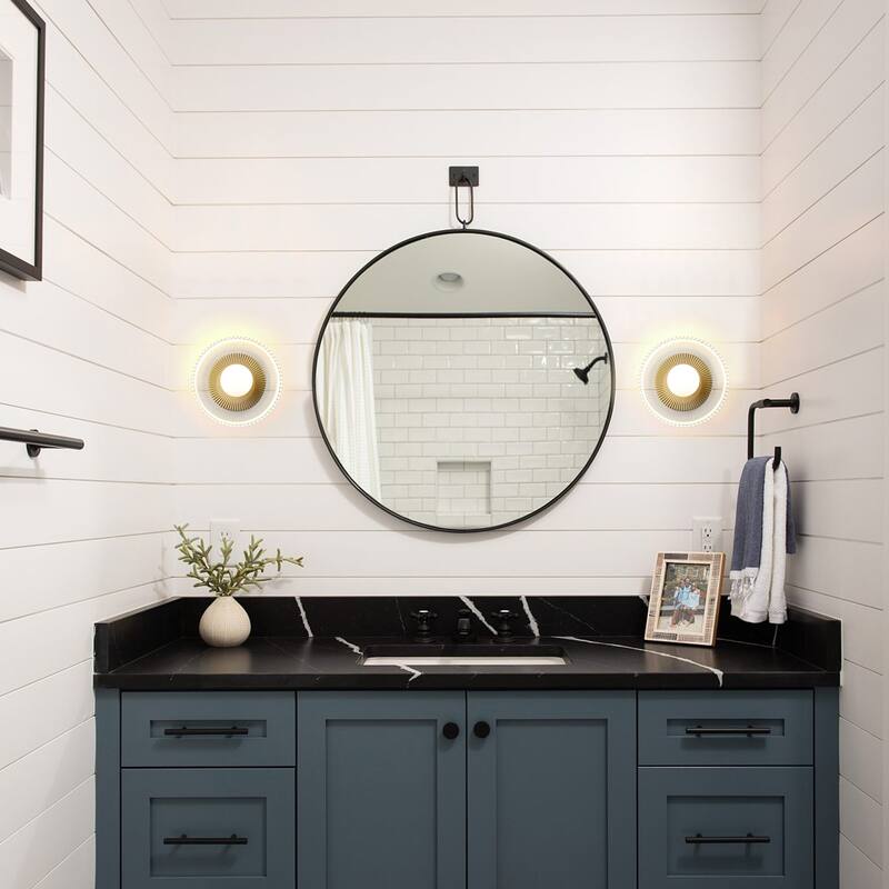 Half Moon Gold or Black Wall Sconce Bathroom Wall Light Fixture