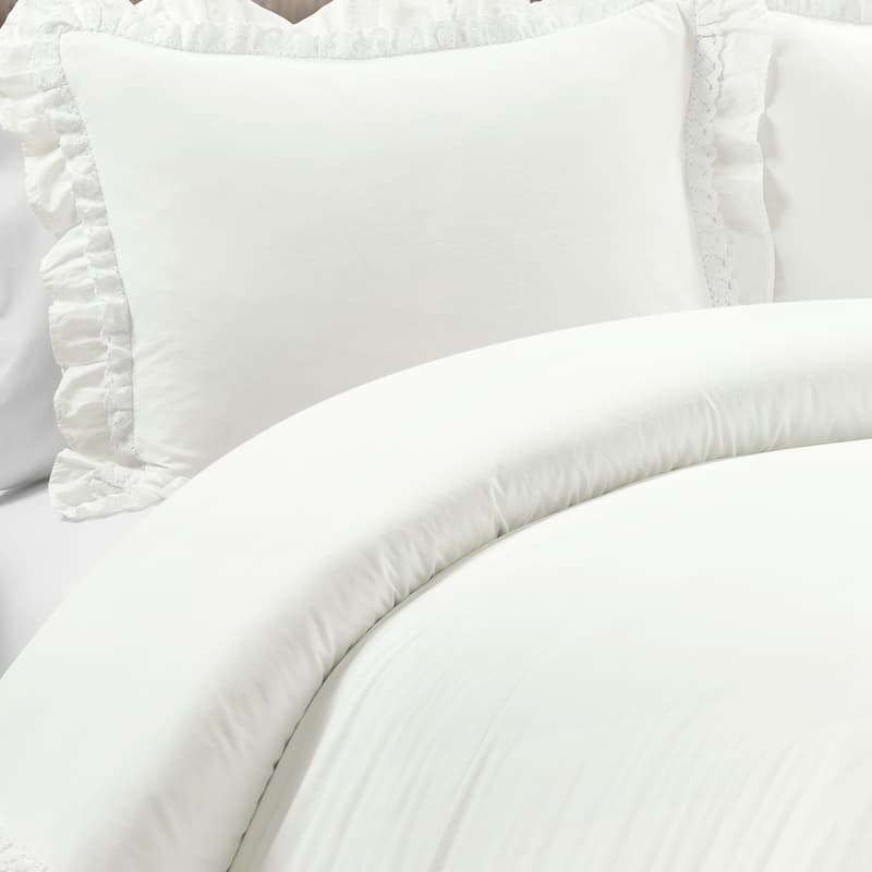 Lush Decor Ella Ruffle Lace 100 Percent Cotton Duvet Cover Set