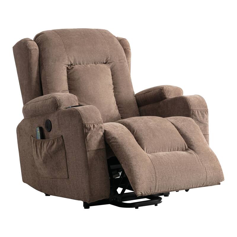 Brown Power Lift Recliner with Heat & Adjustable Recline
