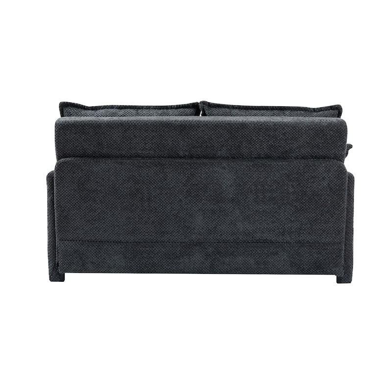 59.5" Loveseat Sofa Bed, Upholstered Pull-Out Sleeper Couch with Charging Ports Modern Convertible Couch for Small Spaces