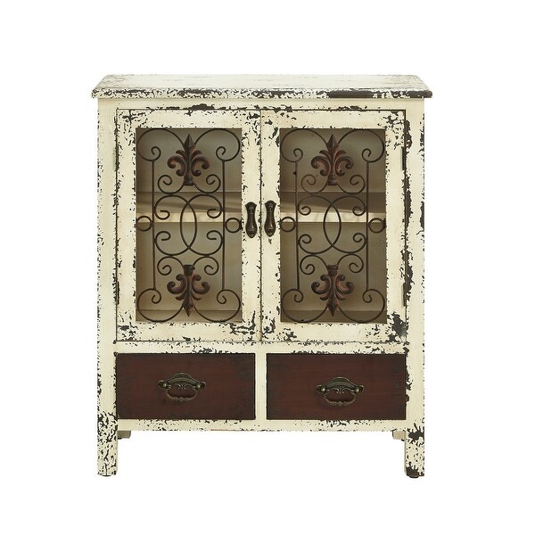 Powell Home Fashions 990-332 Parcel 25 1/2" Wide 2 Drawer Storage Cabinet with Distressed Finish - Layered Antique White