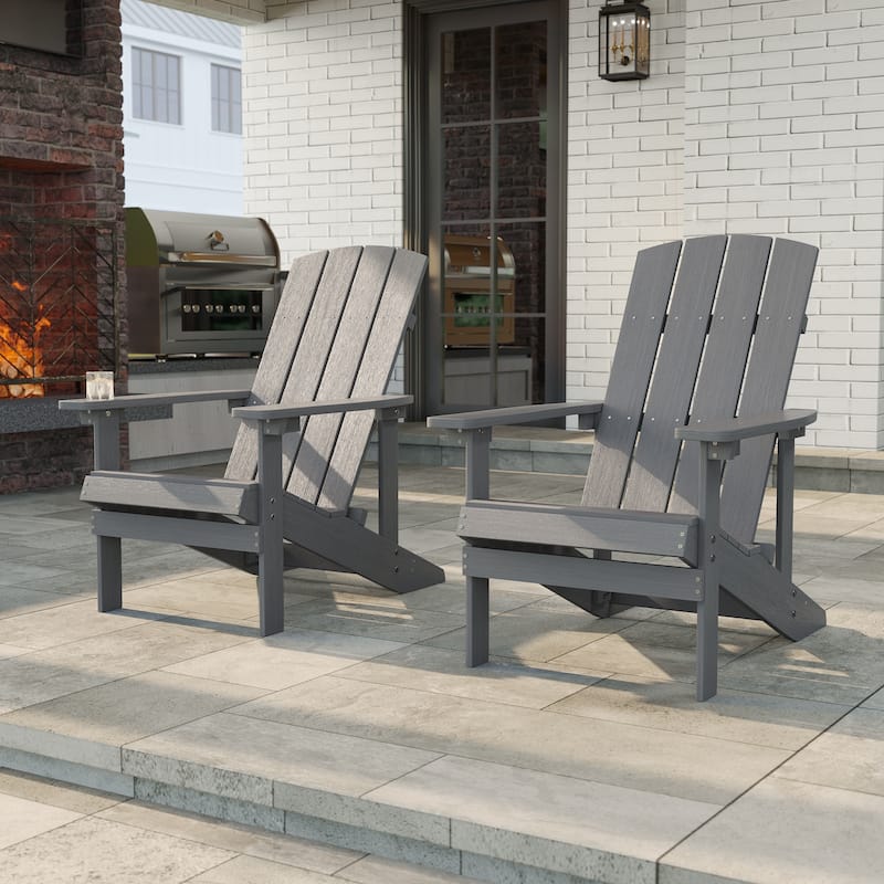LIVOOSUN Outdoor Recycled Plastic Modern Outdoor Adirondack Chair Set of 1/2/4 - 2 Pieces - AshGray