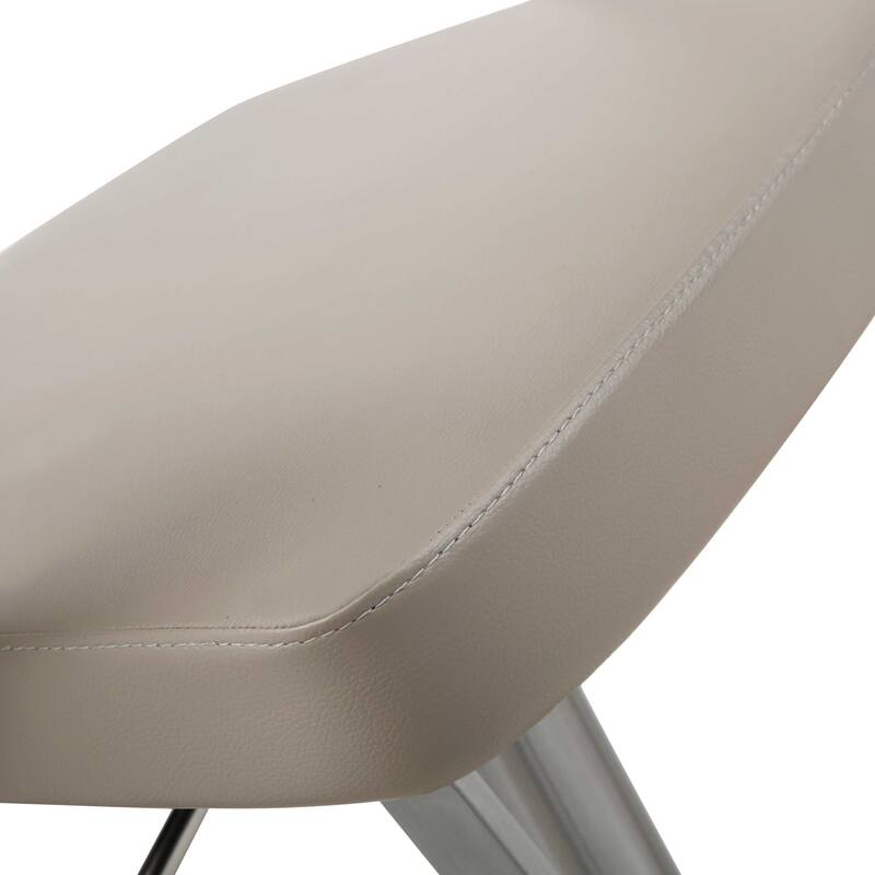 21" Modern Stainless Steel Base Bar Stool with Faux Leather Bucket Seat and Adjustable Lever Lift - 21"L x 20"W x 36-46"H