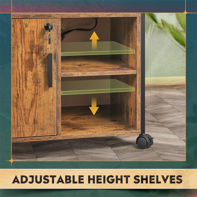 File Cabinet with Charging Station - 16.06"D x 23.62"W x 25.91"H