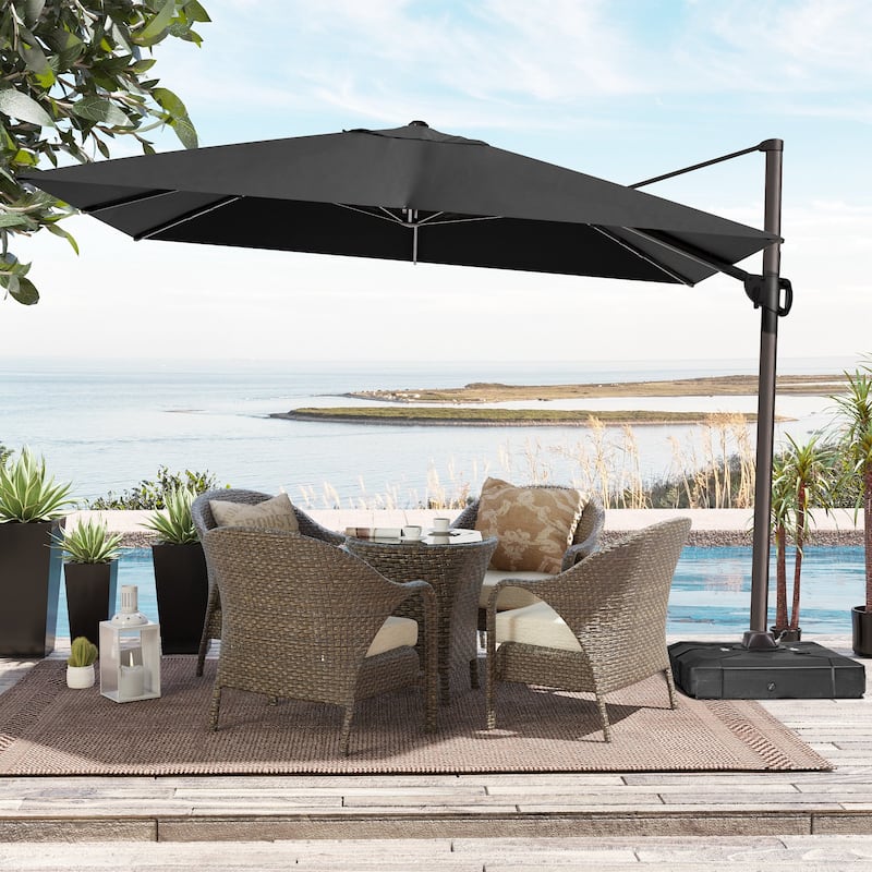 12 x 9 ft Outdoor Shade Parasol Patio Offset Cantilever Umbrella with Weights Base