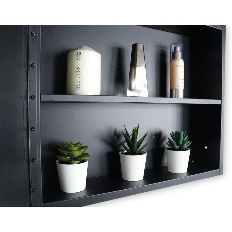 Black Rectangular Framed Surface or Recessed Mount Bathroom Medicine Cabinet with Mirror