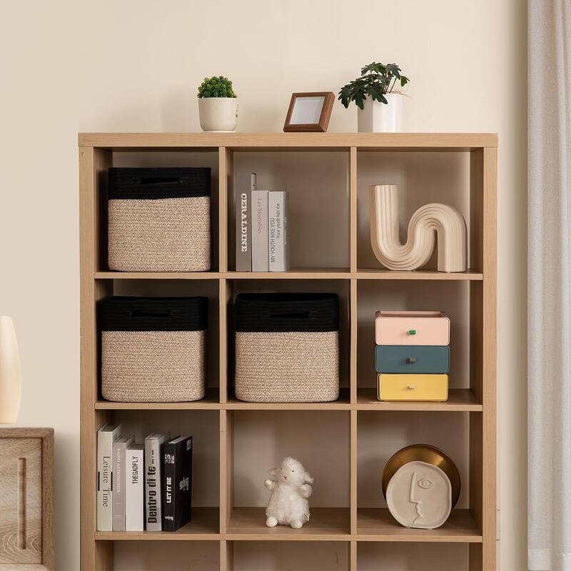 Storage Cubes 11 Inch Storage Bins-3-Pack, Cotton Rope Woven Baskets - 11"L x 11"W x 11"H