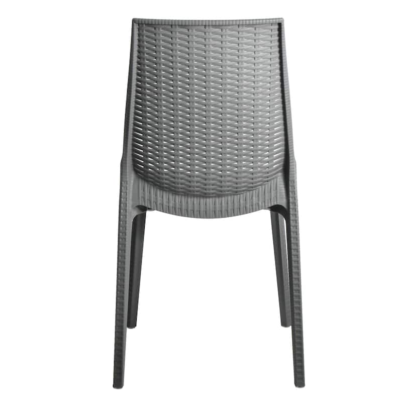 Kent Modern Rattan-Style Stackable Lightweight Dining Chair for Patio and Garden