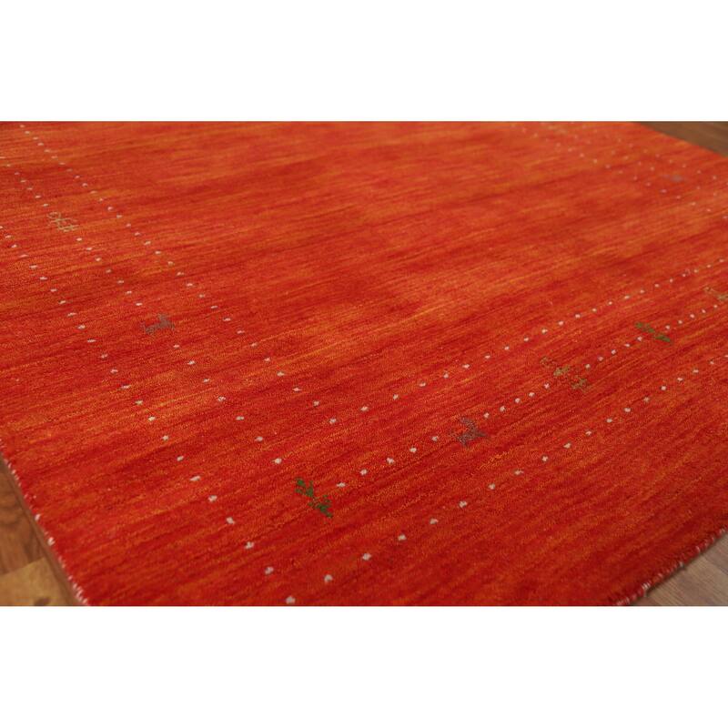 Hand Knotted Oriental 100% Wool Carpet Tribal Tribal Oranges & Rust Gabbeh Area Rug - 8' 0'' X 5' 0''