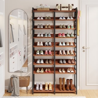 Tall Shoe Rack Organizer with Side Hook for Entryway, 9-Tier 36 Pair ...