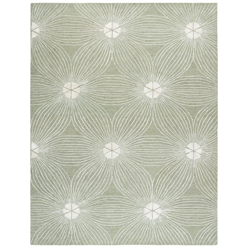 SAFAVIEH Handmade Glamour Cornelia Wool Rug - 9' x 12' - Sage/Ivory