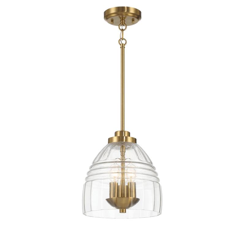 Three Candle Lights Chain Pendant With Clear Glass - Satin Brass