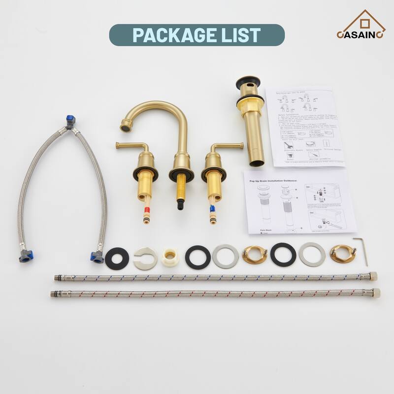 8 in. Widespread Double Handle Bathroom Faucet with Drain Kit Included