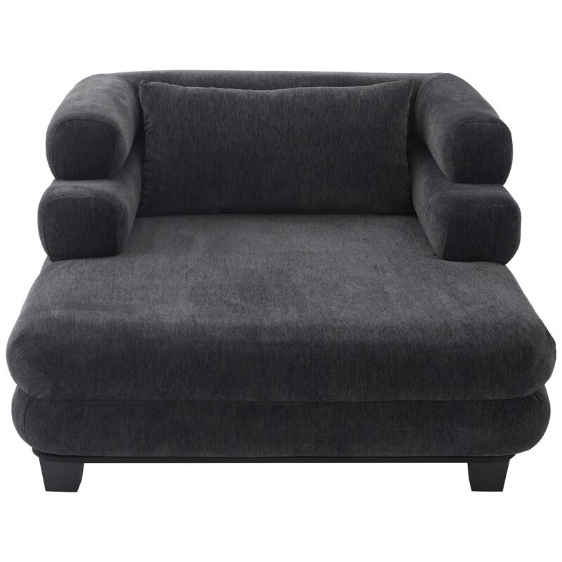 Christopher Knight Home - Isabelle Oversized Chaise for Deep Lounging and Modern Comfort - Black