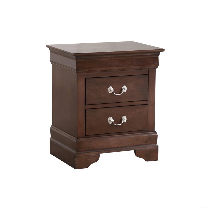 Traditional Cappuccino Nightstand with Carved Design and Dovetailed Drawers