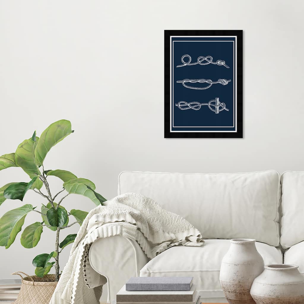 Wynwood Studio 'Nautic Knots B' Nautical and Coastal Wall Art Framed Print Nautical Sports - Black, White