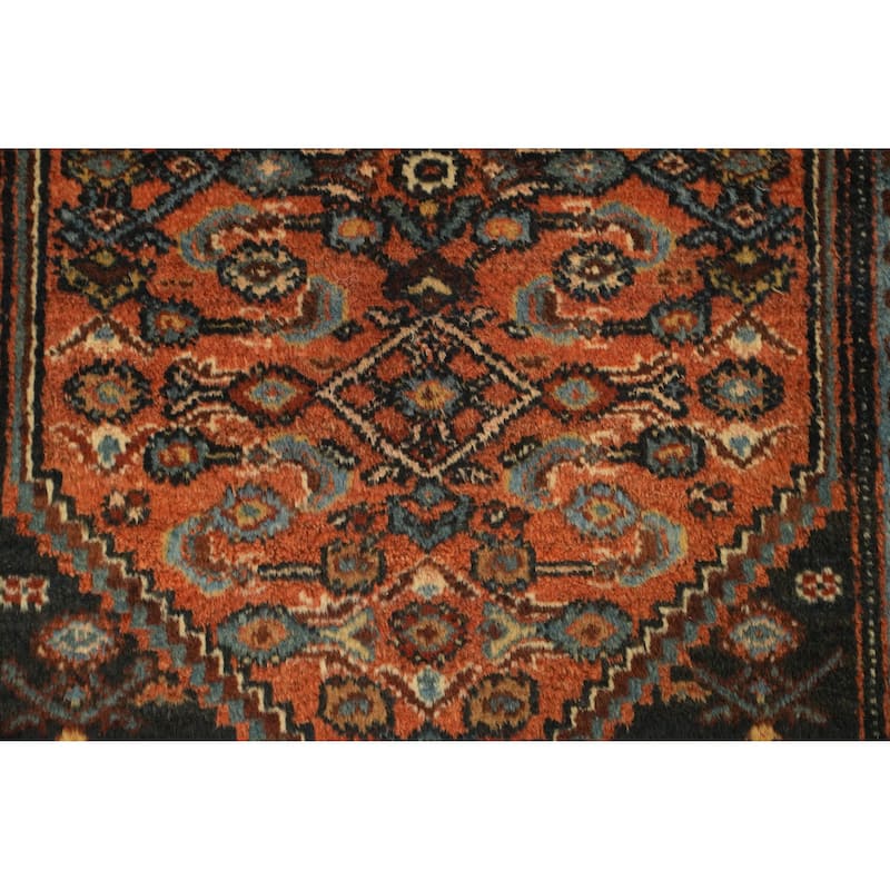 Hand Knotted Oriental 100% Wool Carpet Traditional Geometric Oranges & Rust Malayer Area Rug - 4' 4'' X 3' 2''