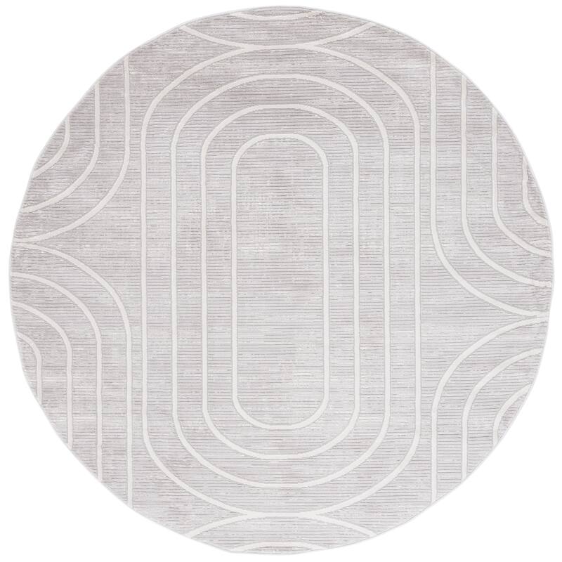 SAFAVIEH Archway Ariadni Modern & Contemporary Rug - 6'7" Round - Grey/Light Grey