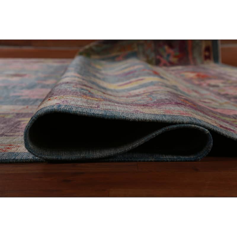 Hand Knotted Oriental 100% Wool Carpet Transitional All-Over Navy Blue & Blues Oushak Area Rug - 14' 1'' X 10' 3''