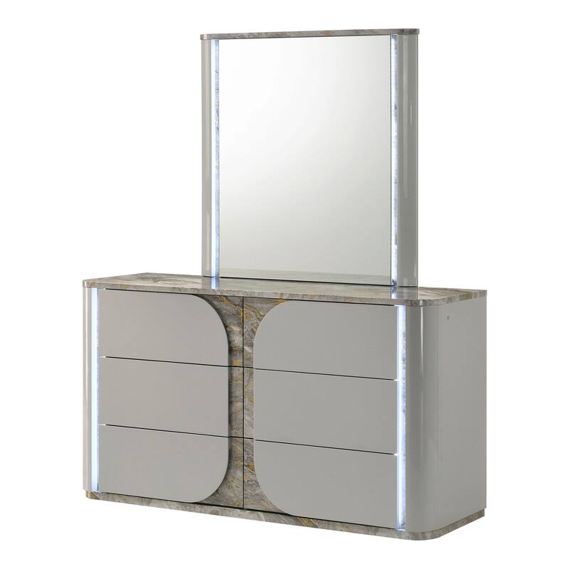 Furniture of America Sherri Modern 4-Piece Light Grey Solid Wood Kids Platform Bedroom Set with LED