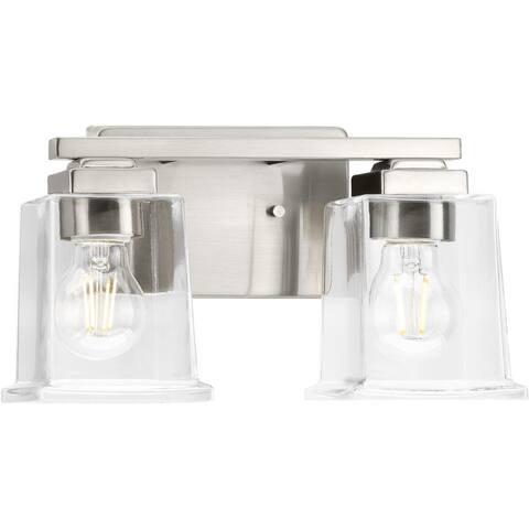 Gilmour Collection Two-Light Brushed Nickel Clear Glass Vanity Light - 12.25 in x 5.5 in x 7 in