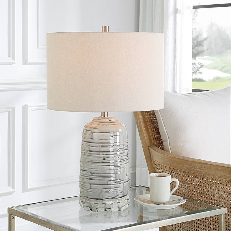 Uttermost Cyclone Ivory Table Lamp - 25"H,   Shade 10"H x 16"Dia.