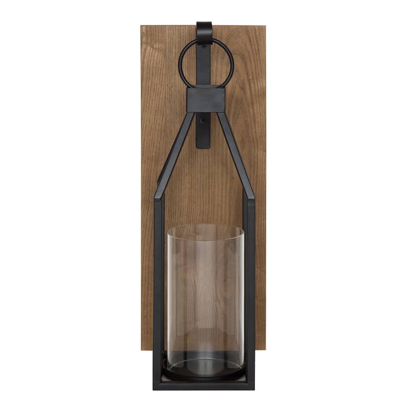Kate and Laurel Oakly Wood and Metal Wall Sconce Candle Holder - 7x19