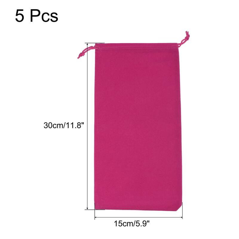 Microfiber Pouch Soft Storage Drawstring Gift Bags for Glasses Wedding - Rose Red - 30x15cm