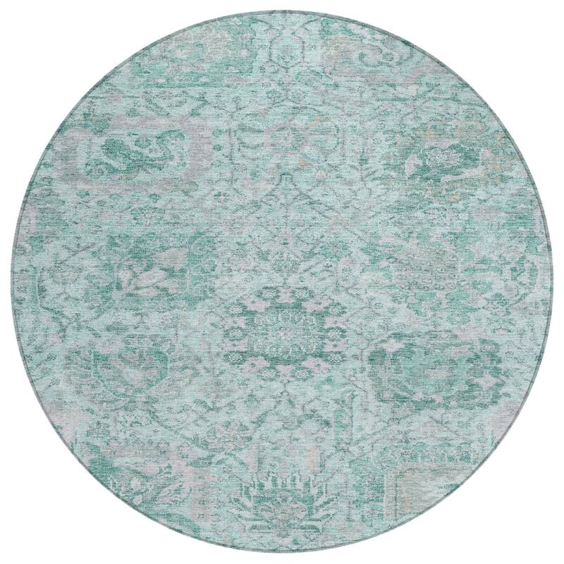 HomeRoots Damask Traditional Rectangle Outdoor Rug