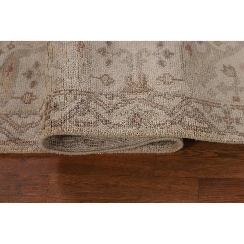 Earth Tone Oushak Indian Runner Rug Handmade Wool Carpet - 2'6"x 9'6"