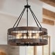 preview thumbnail 1 of 9, Modern Farmhouse Rustic 6-Light Wood Drum Chandelier for Dinning Room Brown