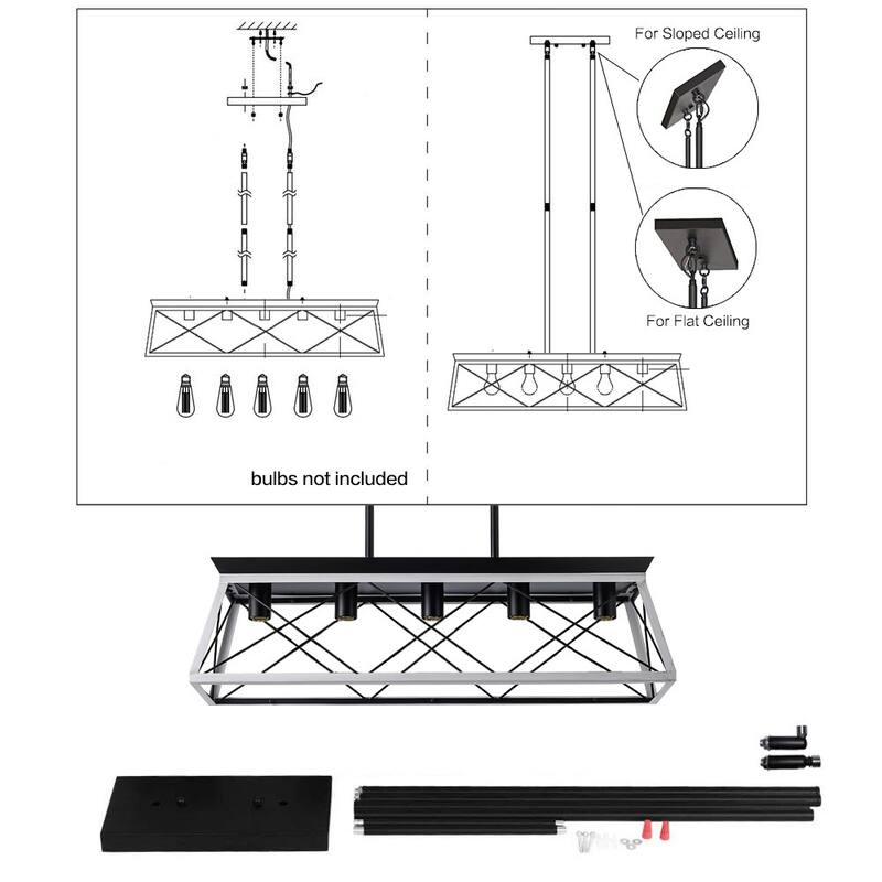 31.5in Dimmable 5-Light Farmhouse Chandeliers For Dining Room No Bulb