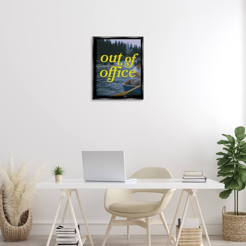 Stupell Out of Office Lake View Framed Floater Canvas Wall Art Design By Victoria Barnes