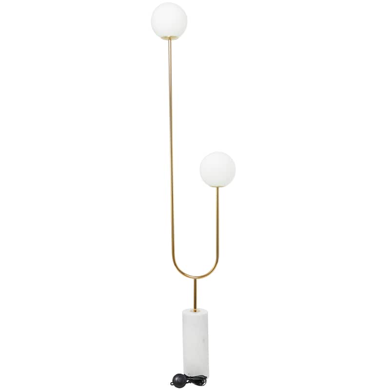 Marble Orb 2 Bulb Floor Lamp with Marble Base - 7"W x 16"L x 73"H