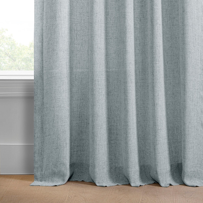 Exclusive Fabrics Farm Town Textured Faux Linen Semi Sheer Curtains (2 Panel) Window Curtains