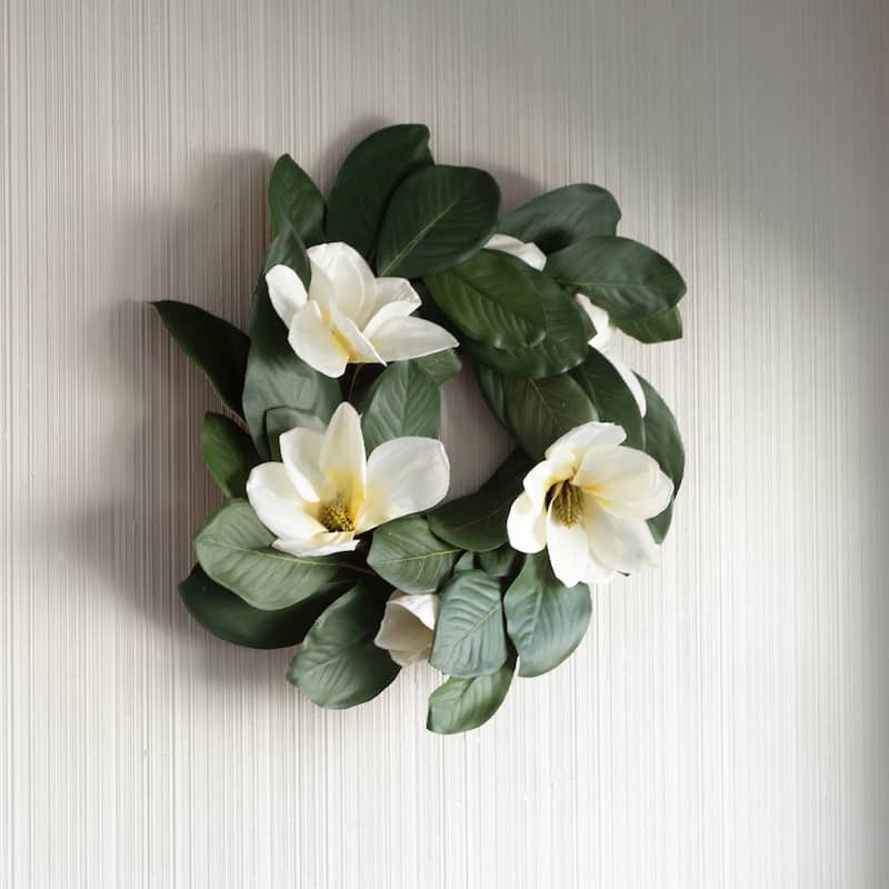 Pure Garden 24-Inch Artificial Magnolia Wreath