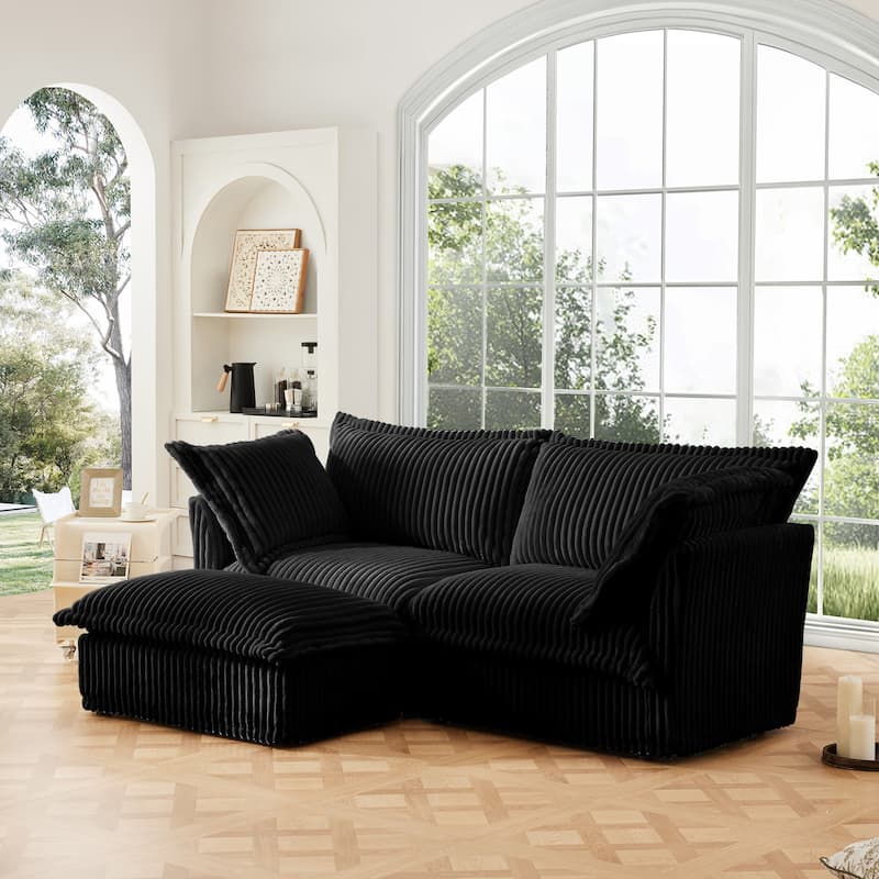 83" Corduroy Upholstered Loveseat with Armrests and Removable Cover