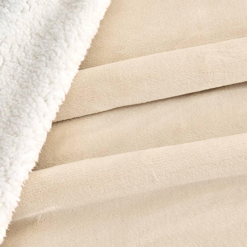 Linery & Co. Velvet Plush Reversible Sherpa Throw Blanket