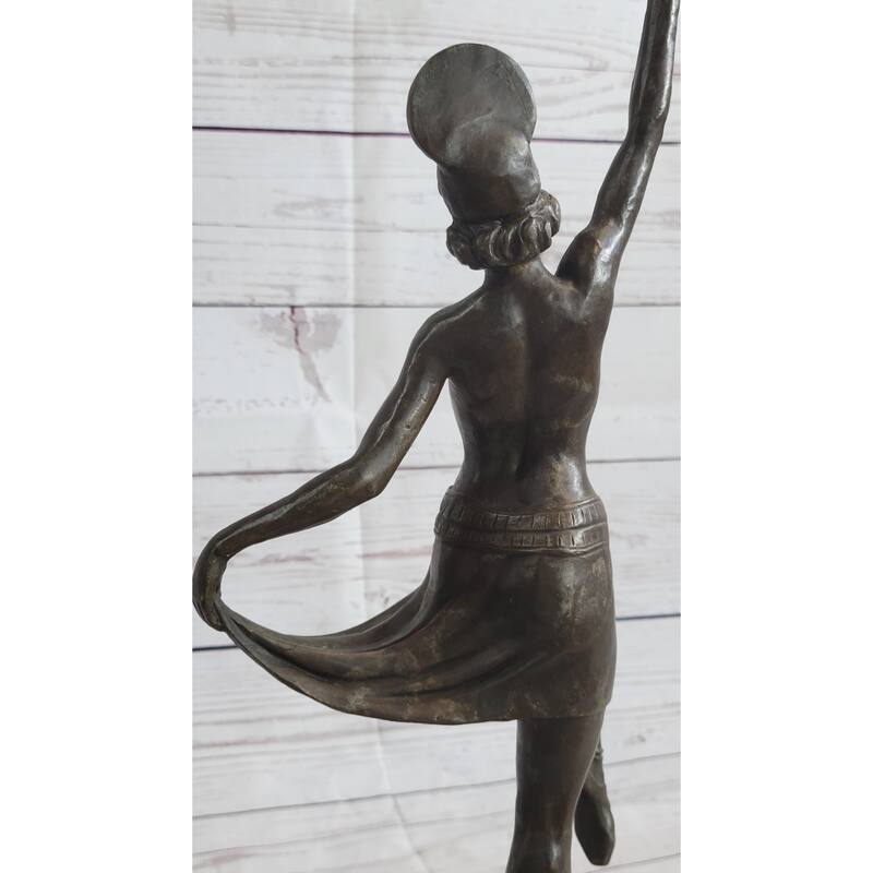 Vintage Large Art Deco Dancer Ballerina Bronze Figure Sculpture Signed Home Deco