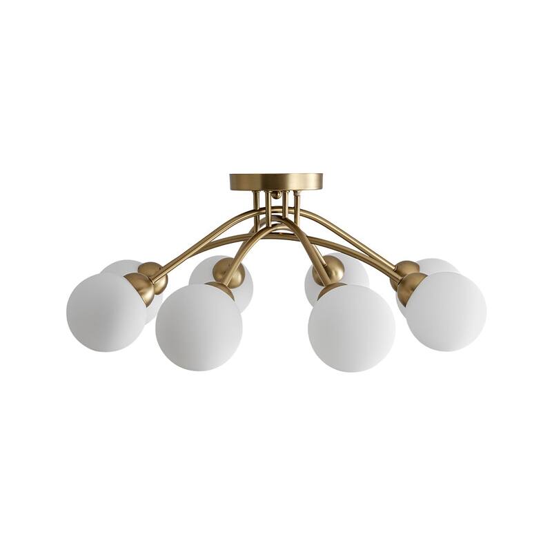Mid-Century Opal Glass Globe Round Sputnik Ceiling Light 27in