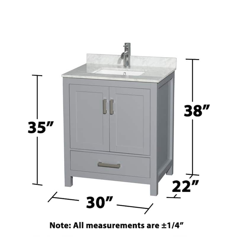 Wyndham Collection Sheffield 30" Freestanding Vanity Set with Hardwood