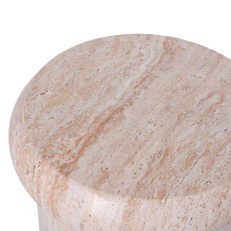 Christopher Knight Home - Lightweight Concrete Sculptural Side Table with Faux Marble Travertine Finish for Indoor & Outdoor